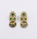 Horse Enamel Earrings-Green