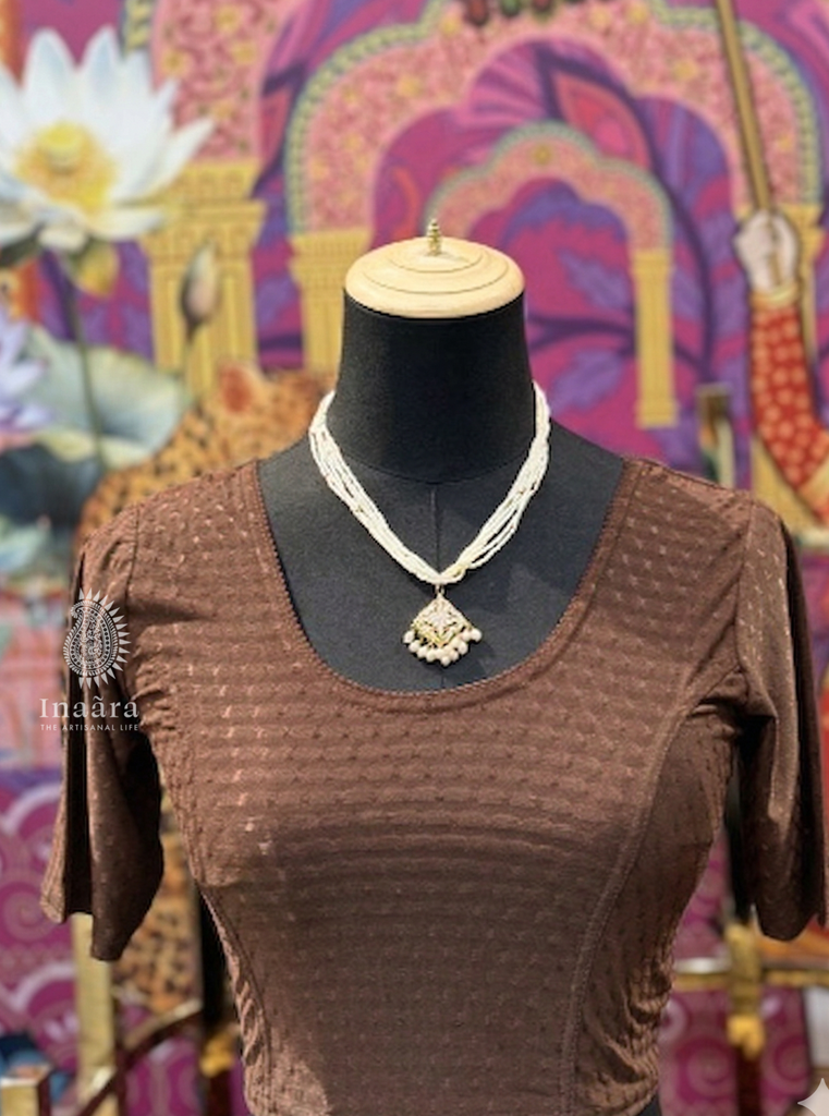 Crop Saree Blouse-Brown