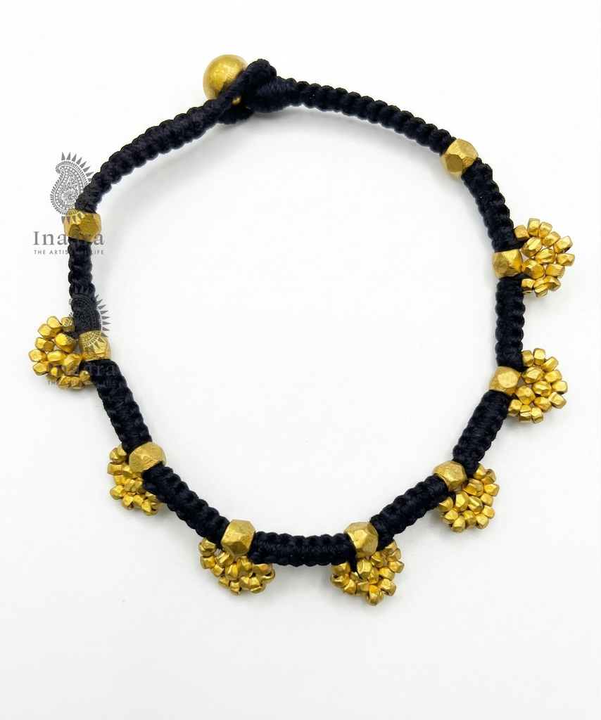 Brass Beads Anklet-Black