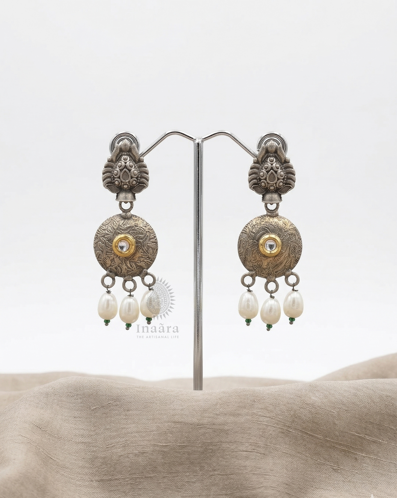 Oxidized Silver Tone Dangling Earrings